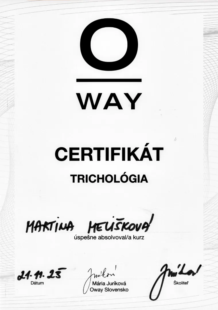 Certifikát – Trichológia