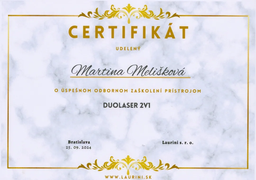 Certifikát – Duolaser 2v1