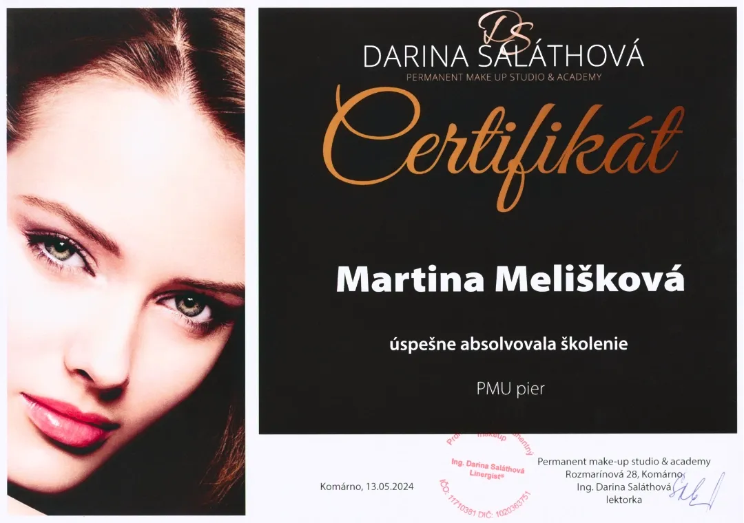 Certifikát – Permanentný make-up pier
